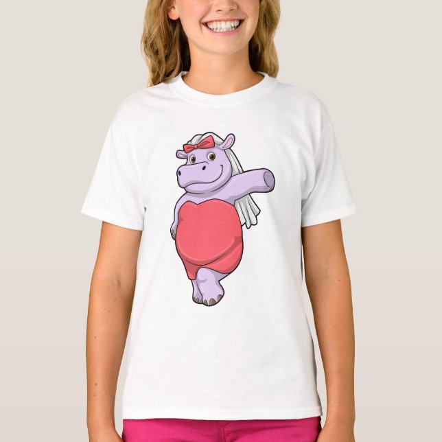 Hippo als Brücke mit Veil & Bow T-Shirt (Vorderseite)