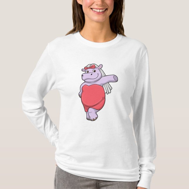 Hippo als Brücke mit Veil & Bow T-Shirt (Vorderseite)