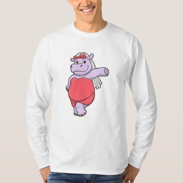 Hippo als Brücke mit Veil & Bow T-Shirt (Vorderseite)