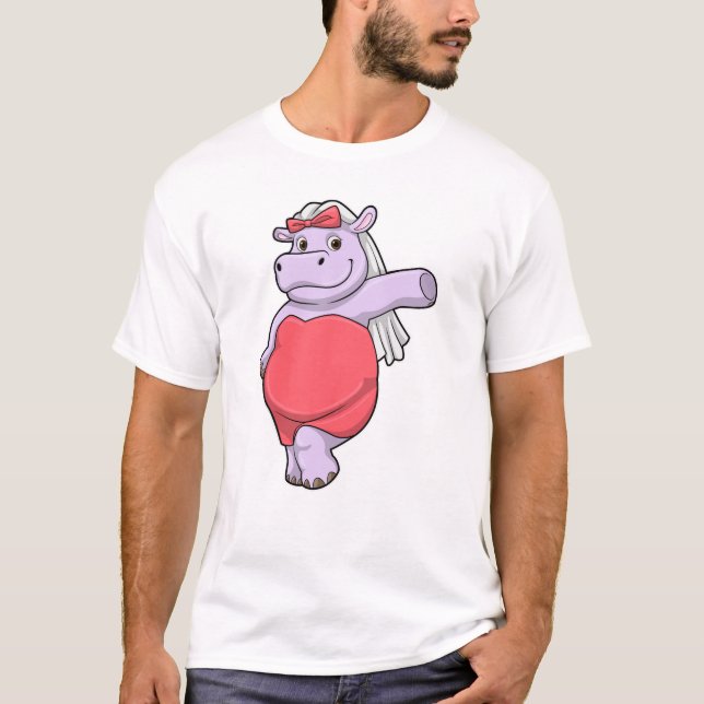 Hippo als Brücke mit Veil & Bow T-Shirt (Vorderseite)