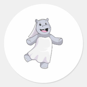 Hippo als Brücke mit Veil Runder Aufkleber