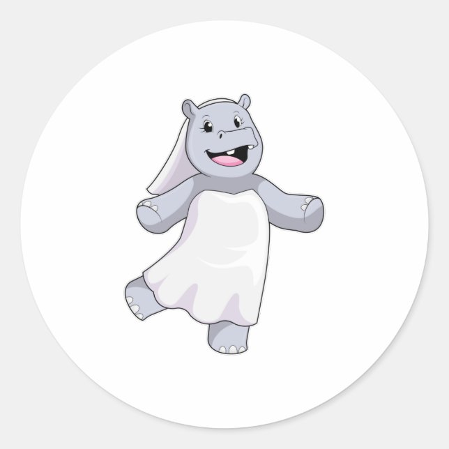 Hippo als Brücke mit Veil Runder Aufkleber (Vorderseite)