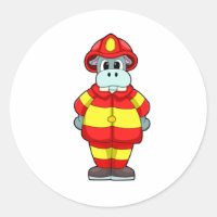 Hippo als Feuerwehrmann in der Feuerabteilung mit