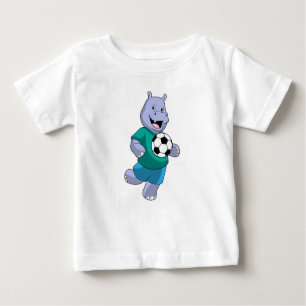 Hippo als Fußballspieler mit Fußball Baby T-shirt