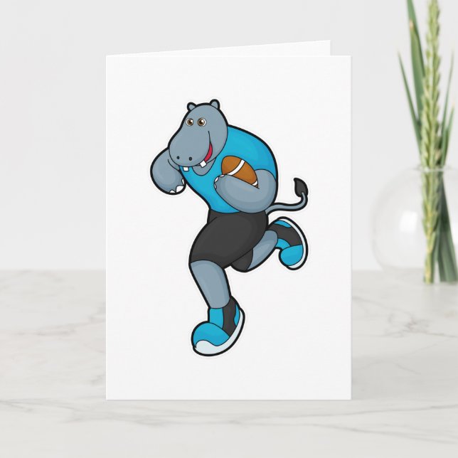 Hippo als Fußballspieler mit Fußball Karte (Vorderseite)