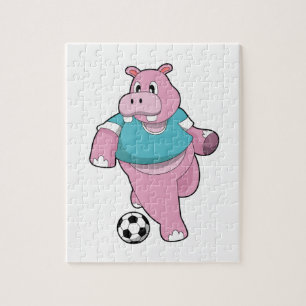 Hippo als Fußballspieler mit Fußball.PNG Puzzle