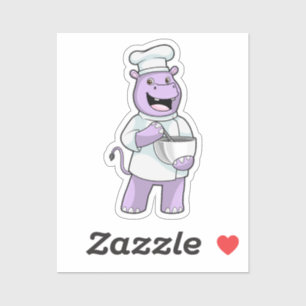 Hippo als Koch mit Bowl Aufkleber