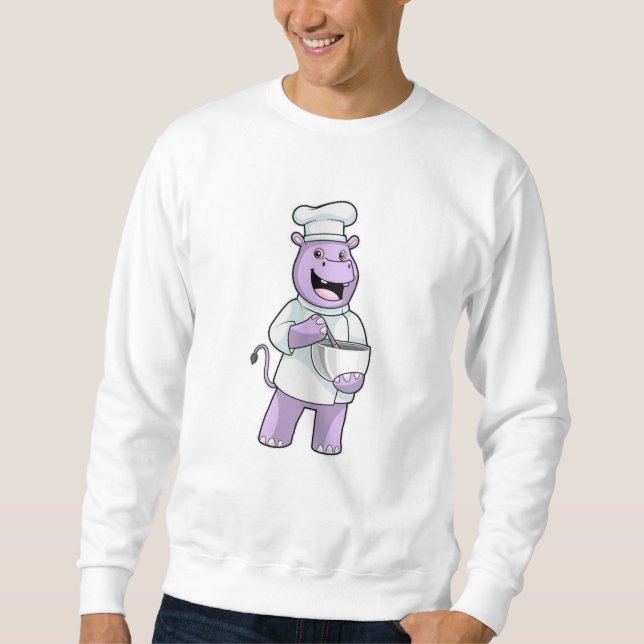 Hippo als Koch mit Bowl Sweatshirt (Vorderseite)