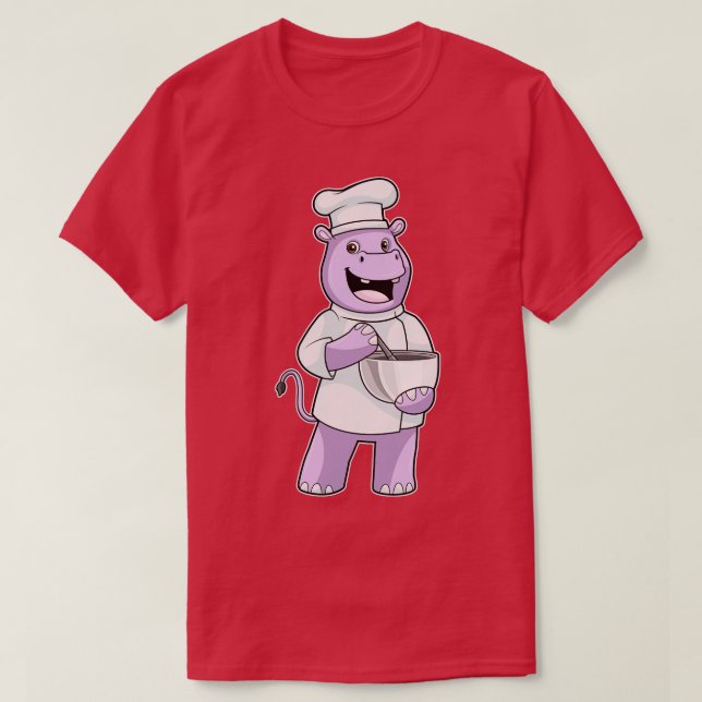 Hippo als Koch mit Bowl T-Shirt (Design vorne)