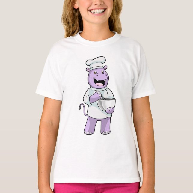 Hippo als Koch mit Bowl T-Shirt (Vorderseite)