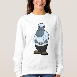 Hippo als Koch mit Pan Sweatshirt