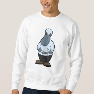 Hippo als Koch mit Pan Sweatshirt