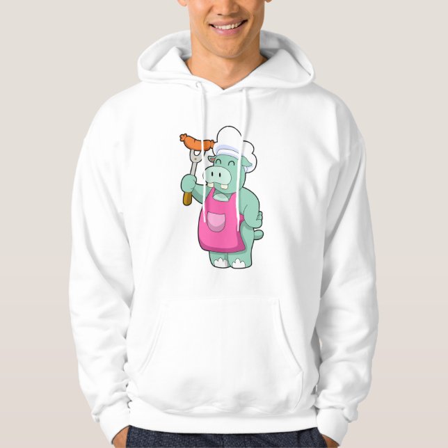 Hippo als Koch mit Wurst Hoodie (Vorderseite)