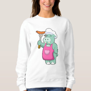 Hippo als Koch mit Wurst Sweatshirt