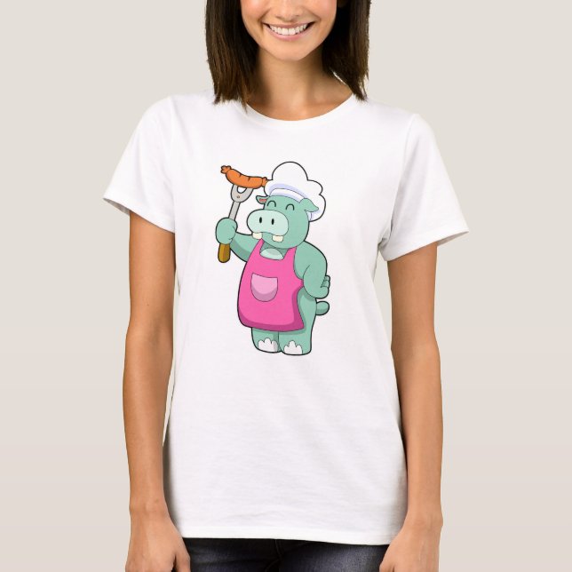 Hippo als Koch mit Wurst T-Shirt (Vorderseite)