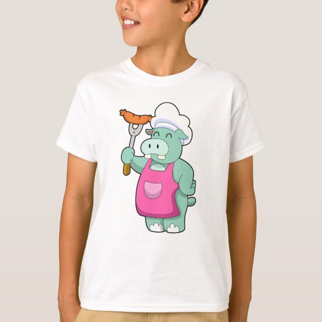 Hippo als Koch mit Wurst T-Shirt (Vorderseite)