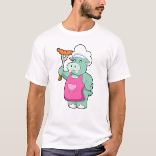 Hippo als Koch mit Wurst T-Shirt