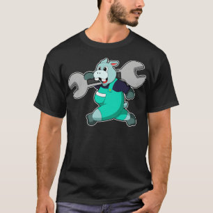 Hippo als Mechanik mit Schraubenschlüssel T-Shirt