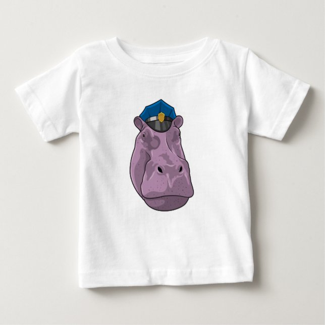 Hippo als Polizeibeamte Baby T-shirt (Vorderseite)