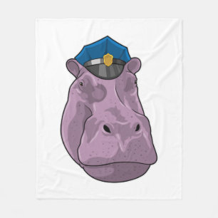 Hippo als Polizeibeamte Fleecedecke