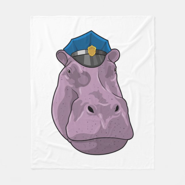 Hippo als Polizeibeamte Fleecedecke (Vorderseite)