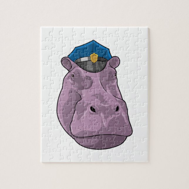 Hippo als Polizeibeamte Puzzle (Vertikal)