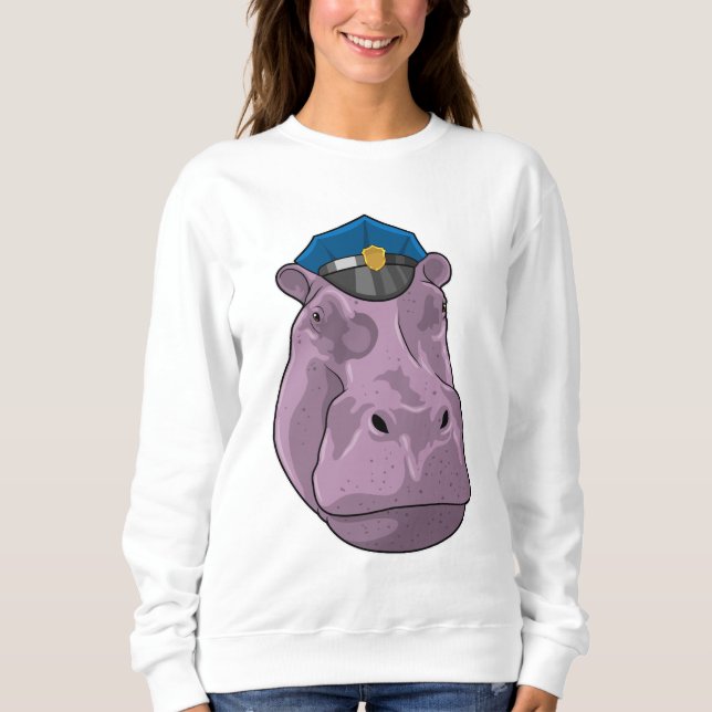 Hippo als Polizeibeamte Sweatshirt (Vorderseite)