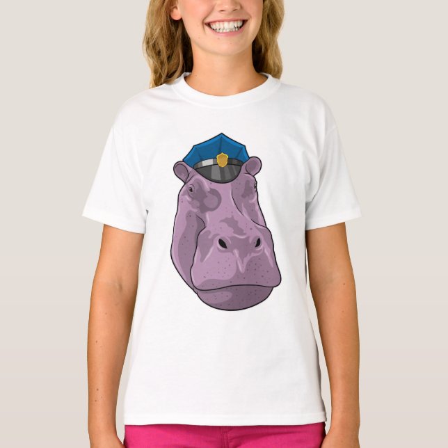 Hippo als Polizeibeamte T-Shirt (Vorderseite)