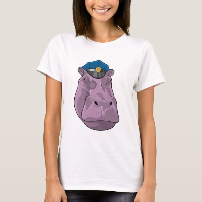 Hippo als Polizeibeamte T-Shirt (Vorderseite)