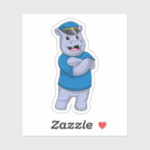 Hippo als Polizeibeamter mit Polizeihut Aufkleber