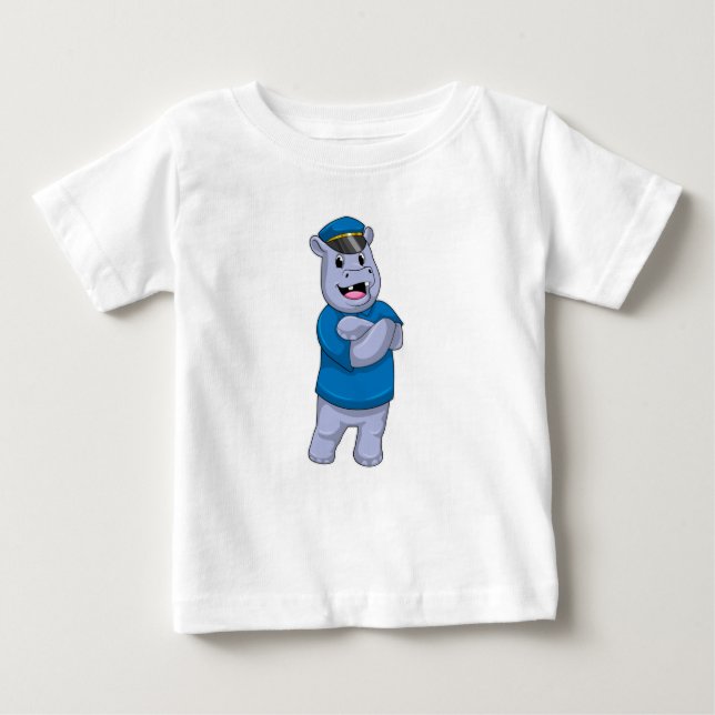 Hippo als Polizeibeamter mit Polizeihut Baby T-shirt (Vorderseite)