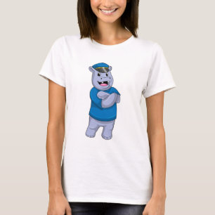 Hippo als Polizeibeamter mit Polizeihut T-Shirt