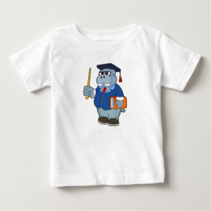 Hippo als Professor mit Buch Baby T-shirt