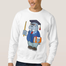Hippo als Professor mit Buch Sweatshirt