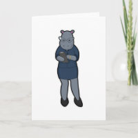 Hippo als Sekretär mit Notepad & Pen