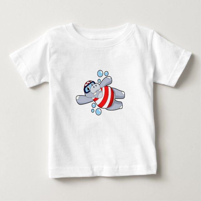 Hippo als Taucher mit Schwimmbrille Baby T-shirt (Vorderseite)