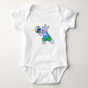 Hippo als Volleyballspieler mit Volleyball Baby Strampler