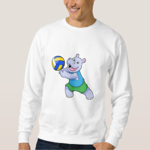 Hippo als Volleyballspieler mit Volleyball Sweatshirt