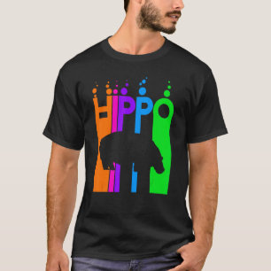 Hippo Animal Rainbow-Blase mit Silhouette T-Shirt