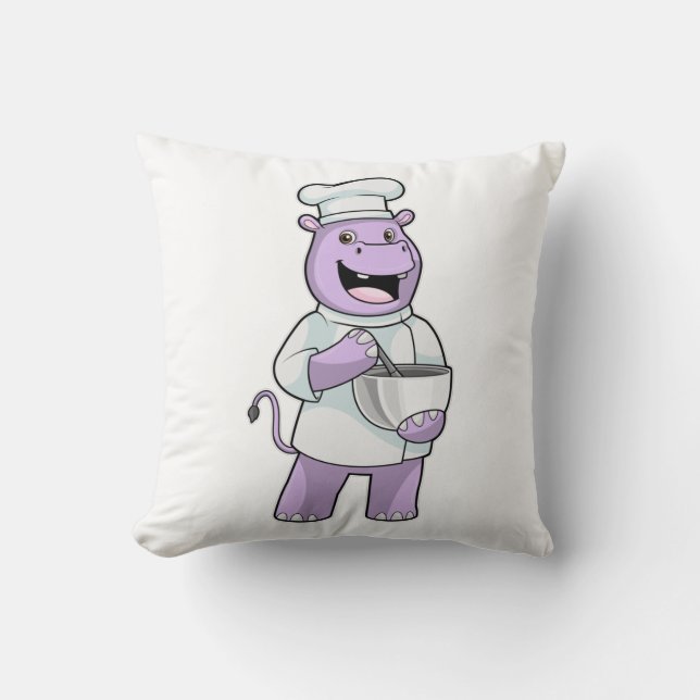 Hippo as Chef with Bowl Kissen (Vorderseite)