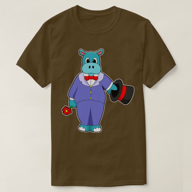 Hippo as Groom mit Anzug Rose T-Shirt (Design vorne)