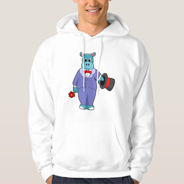 Hippo as Groom mit Anzug und Rose Hoodie (Vorderseite)