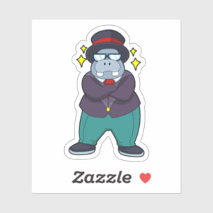 Hippo as Groom with Suit.PNG Aufkleber