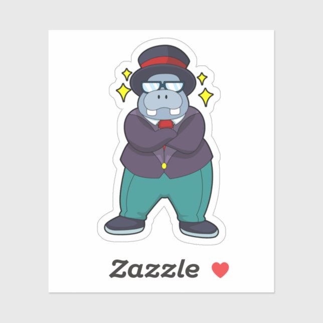 Hippo as Groom with Suit.PNG Aufkleber (Blatt)