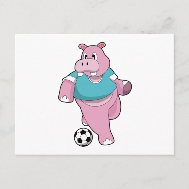 Hippo as Soccer player with Soccer.PNG Postkarte (Vorderseite)