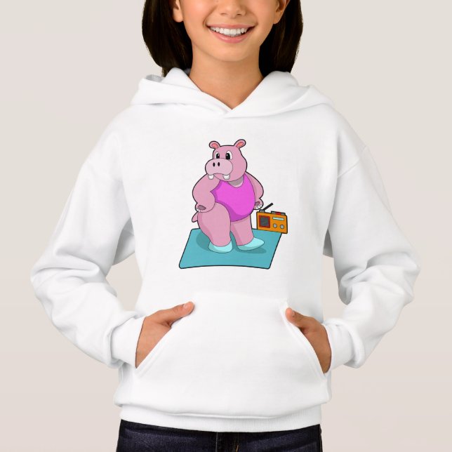 Hippo at Fitness with Radio.PNG Hoodie (Vorderseite)