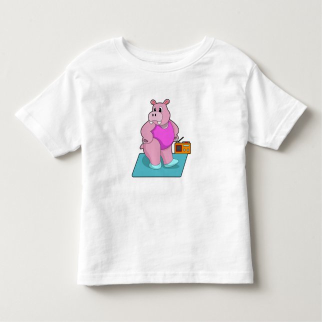Hippo at Fitness with Radio.PNG Kleinkind T-shirt (Vorderseite)