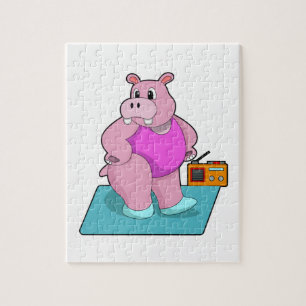 Hippo at Fitness with Radio.PNG Puzzle