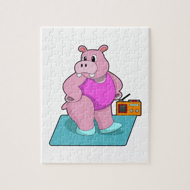 Hippo at Fitness with Radio.PNG Puzzle (Vertikal)