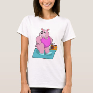 Hippo at Fitness with Radio.PNG T-Shirt